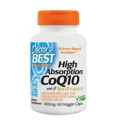 Doctors Best High Absorption CoQ10 with BioPerine 400 mg Veggie Capsules, 60 Ea